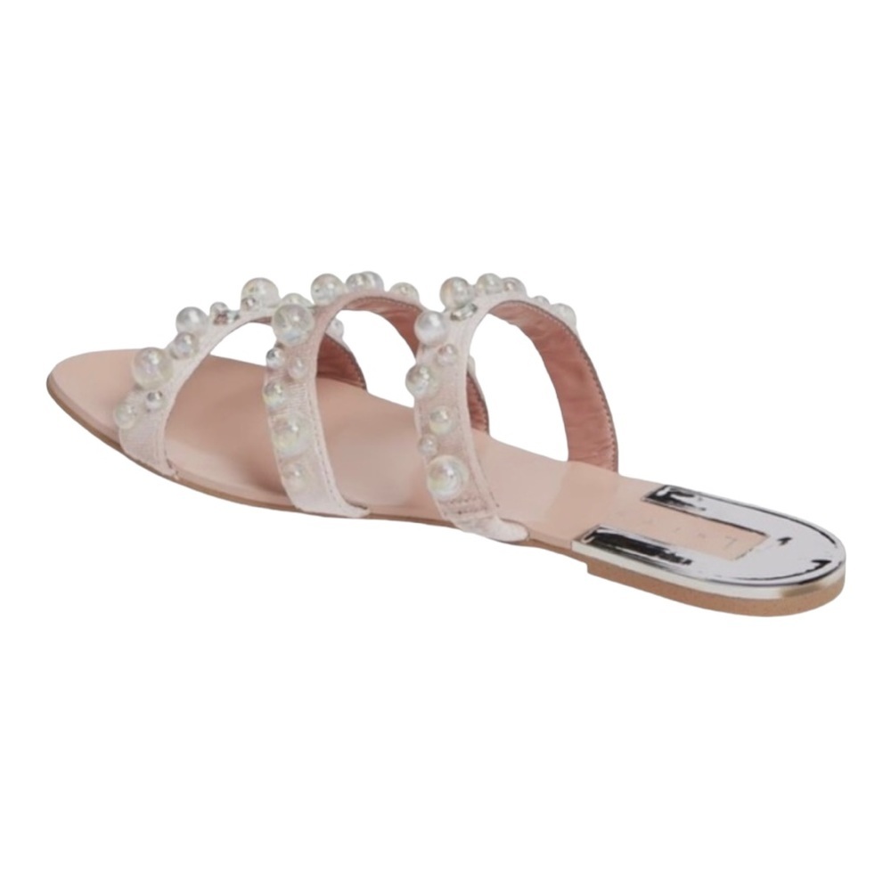 LEITH Womens Size 10 Stunner Blush Pink Velvet Embellished Strappy Slide Sandals